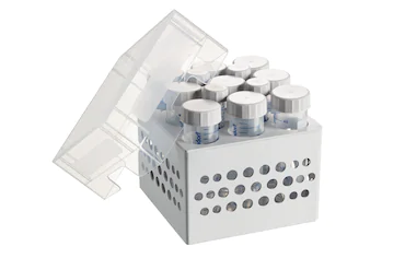 艾本德儲(chǔ)存盒 3 × 3, 可放置 9  個(gè) 50  mL 試管和 4  個(gè) 15  mL 試管，2  件，高 127  mm，5  英寸，聚丙烯材料，可耐受最低 -86  °C，高溫高壓滅菌，帶蓋子